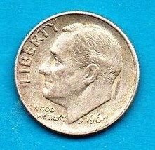 1964 D Roosevelt 90% Silver Dime Moderate Wear- Very Desirable - £5.47 GBP