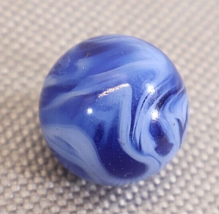 Vtg Peltier Slag Marble 11/16in Translucent Blue White Swirls Good Condi... - $9.00