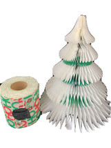 Vtg Honeycomb Paper Christmas Tree Accordion Fold Out +Amscan Toilet Paper Xmas - £15.43 GBP