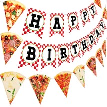 Pizza Photo Pennant Banner 3 Pieces Pizza Happy Birthday Banner Pizza Theme Part - £22.37 GBP