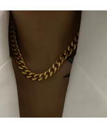18K gold Stainless steel link chain chunky Cuban chain necklace Women Wa... - $53.51 CAD