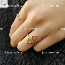 18Kt, 22Kt Real Solid Yellow Gold Triangle Dainty V Ring Size 7 8 9 10 11 12 13 - £628.97 GBP+