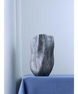 Handmade Oak Vase, Large Scandinavian Decor for Dried Flowers, Black Woo... - $190.00