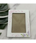 Jubilee Vintage 80s Picture Frame White Pastel Bows Ribbons Floral Cotta... - $25.73