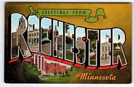 Greetings From Rochester Minnesota Large Big Letter Postcard Linen EC Kropp - $10.80