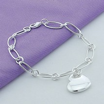 some style Cute 925 silver bracelets charms heart nice for wedding women chain C - £10.49 GBP