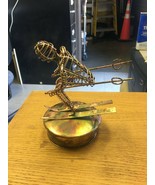 Copper Tin Music Box Downhill Skier Rotates plays Winter Wonderland 7-1/... - $444.78 MXN