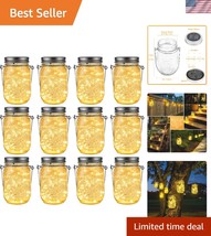 Stunning Solar Mason Jar Lights - 12-Pack, 30 LED Fairy Lights for Outdoors - $142.99