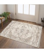 2x3 Vintage Washable Rug, Distressed Entry Mat, Thin Non-Slip, Tea Brown - $277.24 MXN