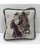 8&quot; Santa Mini Green Red Throw Pillow Christmas Holiday Decoration Woven ... - £13.38 GBP