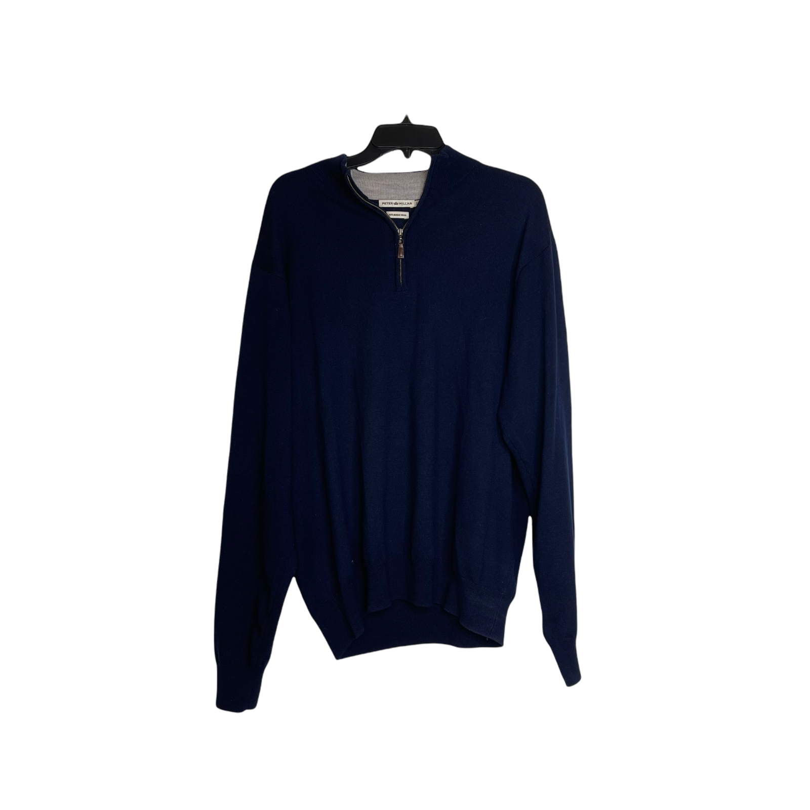 Primary image for Peter Millar 1/4 Zip Pullover Sweater Size Large Navy Blue Merino Wool Logo Mens
