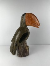 Large, Heavy Carved Stone Toucan Bird W/ Stone Base (6.13 lbs) 10.5&quot;Tall B - £31.43 GBP