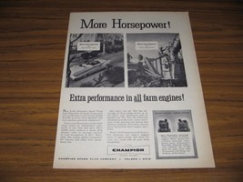 1956 Print Ad Champion Spark Plugs &#39;56 Ford Convertible,Farm Equipment - $10.04