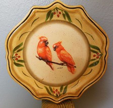 Julie Ueland Spice Islands Plate Red Birds Parrots ? 2004 Embossed  10.5&quot; - £12.66 GBP