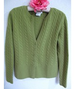 Talbots Petites Avocado Green Cable Knit Cardigan Sweater S Wool Rayon C... - £23.67 GBP