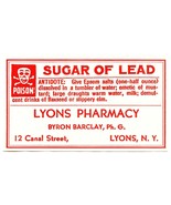 1 Antique Pharmacy Label SUGAR OF LEAD Poison Skull and Bones Lyons Phar... - $39.39 CAD