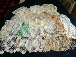 Doily Doilies Lot 28 Vintage Most Handmade Crochet Var Sizes, Shapes, Color (Jj) - £57.41 GBP