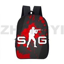 3D Print Anime Canvas Double Zipper CSGO Backpacks Mochila Cartoon 16 Inch Schoo - £67.75 GBP