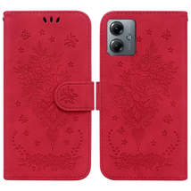 For Motorola Moto G14 Butterfly Rose Embossed Leather Phone Case(Red) - $4.99