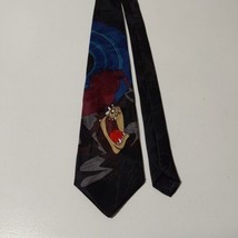 Vintage 1996 TAZ Looney Tunes Mania Necktie Mens Silk Tie Black with Shadow - £4.34 GBP