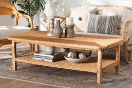 Samwell Bohemian Light Honey Braided Rattan Coffee Table - $10,849.64 MXN