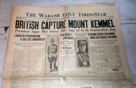 Wabash, IN Daily Times-Star, Aug. 31, 1918 - British Capture Mount Kemmel - £12.31 GBP
