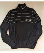 Hugo Boss Golf Green Label 1/4 Zip Long Sleeve Sweater Black White Cotton M - £42.73 GBP