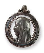 Vintage Virgin Mary Circular Holy Charm Pendant Madonna Our Lady of Lour... - $1,385.12 MXN