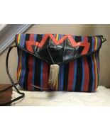 Vintage Furst &amp; Mooney Handbag Shoulder or crossbody stripe canvas and l... - £71.10 GBP