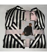 New Victoria&#39;s Secret Satin Pajama Set Black and Cream Striped Size L - $1,621.41 MXN