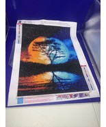 Asian Influence Completed Diamond Painting 12&quot;x16&quot; Bonsai Tree Sunrise/s... - $5.94