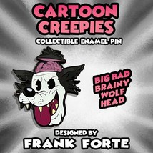 Cartoon Creepies Big Bad Wolf Head 1.5&quot; Hard Enamel pin Cuphead Betty Boop Style - £6.09 GBP