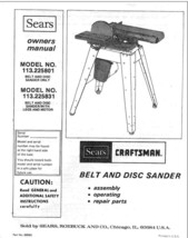 Craftsman 113.225801 113.225831 Belt &amp; Disc Sander Instruction Manual - $20.24