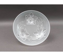 Lalique France Signed Orchidee Lys Orchid Three Footed Crystal Centerpiece Bowl - £641.46 GBP