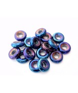 50 8 x 2.5 mm Czech Glass Donut Beads: Iris - Blue - $62.38 MXN