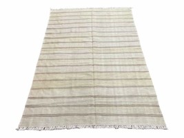 New Turkish Kilim Rug 5x8 Flatweave Carpet Striped Blanket Southwestern Wool - £534.33 GBP
