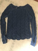 Ann Taylor Loft Sweater Sz S Chunky Shell Pattern Loose Knit Round Neck ... - £19.67 GBP