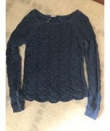 Ann Taylor Loft Sweater Sz S Chunky Shell Pattern Loose Knit Round Neck ... - £19.76 GBP