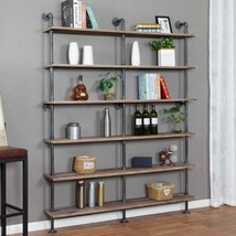 The Industrial 6-Tiers Modern Ladder Shelf Bookcase, Solid Wood Storage Shelf, - £327.72 GBP
