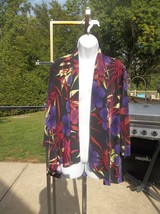 NEW CHICO&#39;S ADDITIONS FAB BLACK&amp;PURPLE FLORAL KNIT JACKET 2 - £23.50 GBP