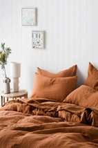 Cinnamon Color Washed Cotton Duvet Cover With 2 Pillow Cover Duvet Cover Bedding - £24.99 GBP+