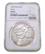 1989 Cina S10Y Argento Panda Selezionato By NGC Come MS-69 - €130,73 EUR