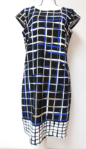 Madison Leigh Black Brown Blue White pattern Dress  with Cap Sleeve Size 12 - £15.91 GBP