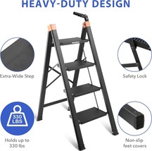 330LB Aluminum 4 Step Ladder Anti-Slip Folding Step Ladder Lightweight Folding - £54.51 GBP