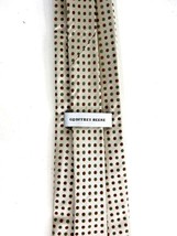 Geoffrey Beene  Mens Creme 100% Silk Neck Tie Copper Green Dot Print - £27.92 GBP