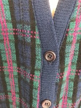 Vintage Pendleton Sweater Cardigan Plaid Knit USA  Academia Grunge Cobain Medium - £22.42 GBP
