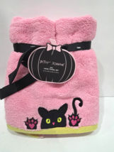 Betsey Johnson Halloween Black Cat Pink Hand Towels Set of 2 - $24.74