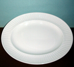 Wedgwood Nantucket Oval Serving Platter White Basketweave Geo. Davis 14&quot;... - $139.90