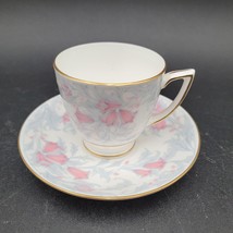 Minton China DEBUTANTE GRAY Pattern Footed Demitasse Espresso Cup &amp; Saucer Set - £15.00 GBP
