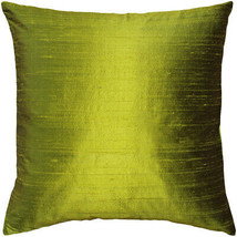 Sankara Chartreuse Green Silk Throw Pillow 16x16, Complete with Pillow Insert - £33.73 GBP